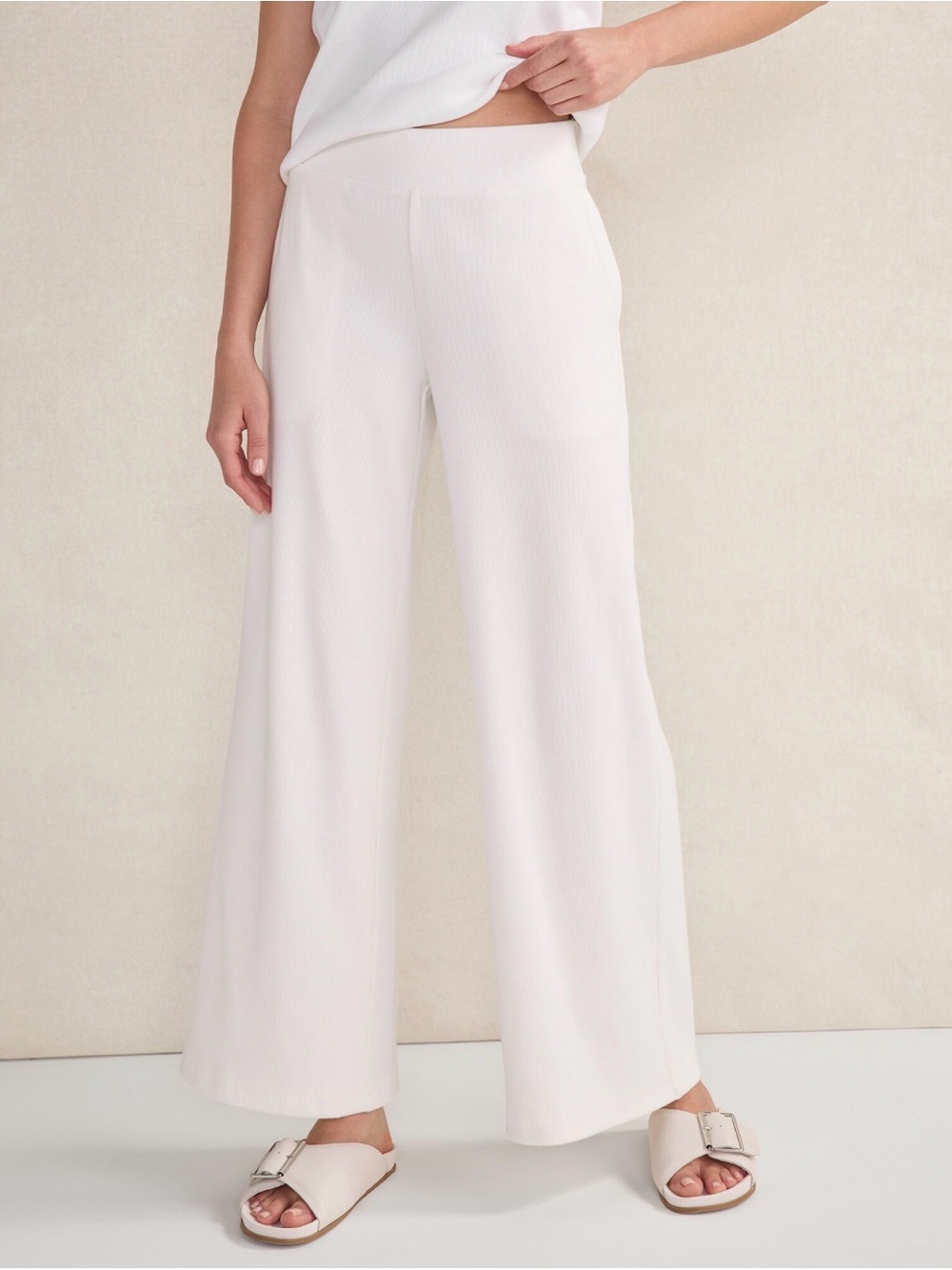 Haven Well Within Organic Cotton Rib-Knit Wide-Leg Pants